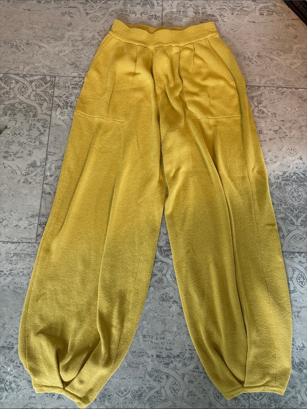 Free People FP Beach Women’s High-Waist Yellow Wide-Leg Knit Harem Pants